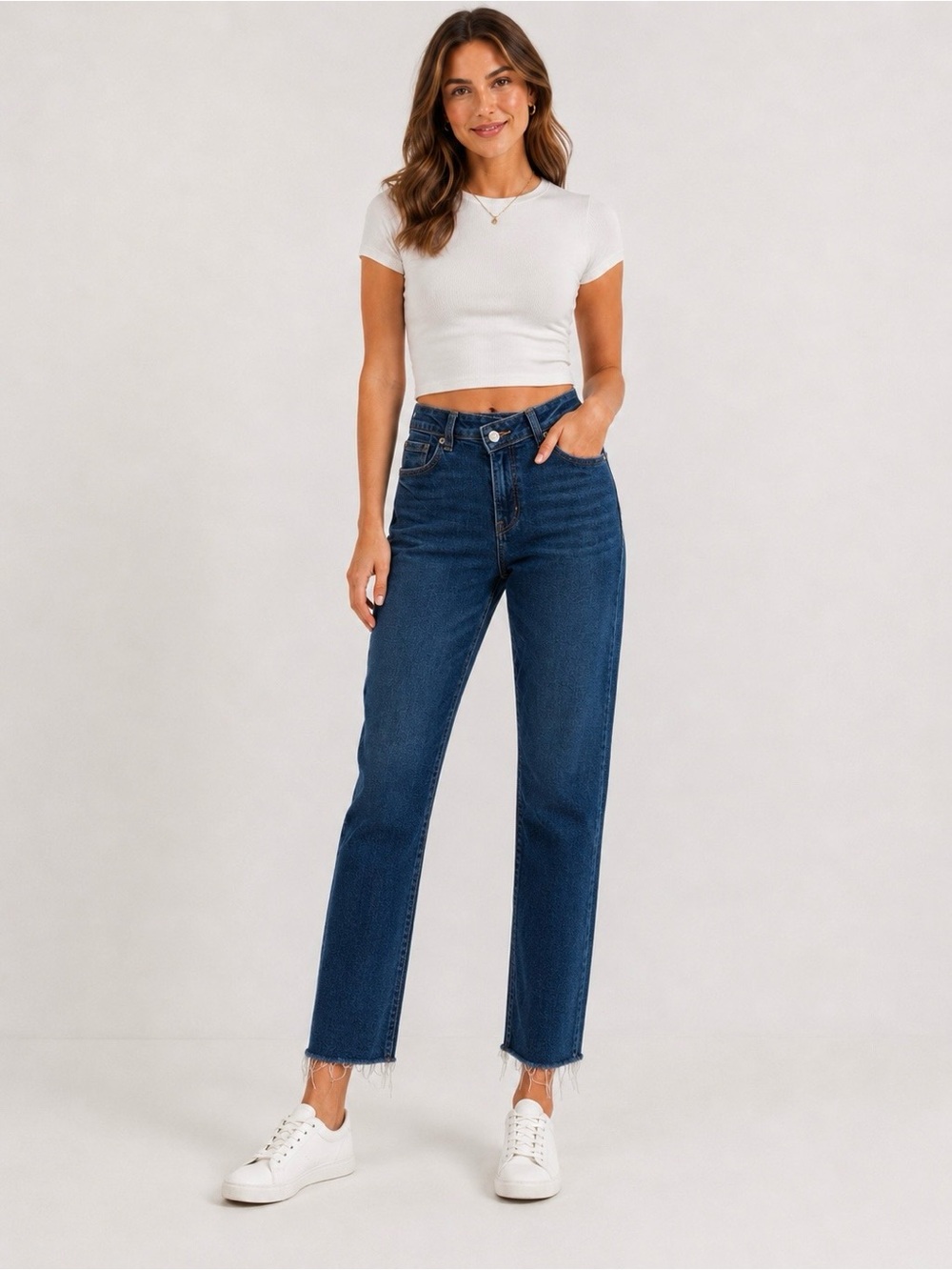 American Eagle 2 Short Mom Straight Jeans High Rise Women’s Crossover Waist 2022 - Picture 16 of 16
